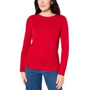 Belle by Kim Gravel Women's Diagonal Shaker Side Sweater Americana Red - Regular
